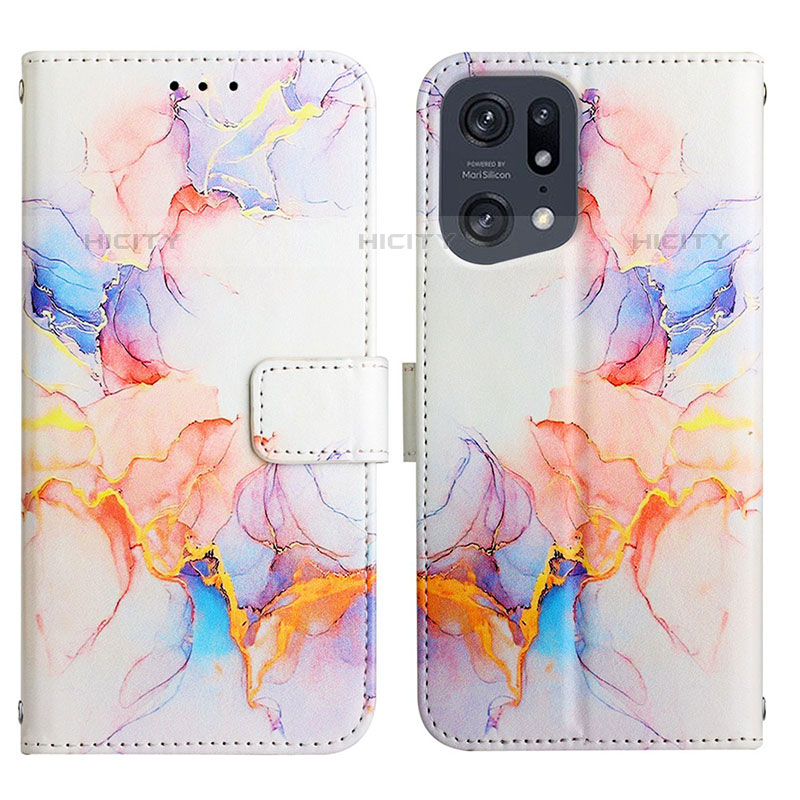 Custodia Portafoglio In Pelle Fantasia Modello Cover con Supporto Y04B per Oppo Find X5 Pro 5G