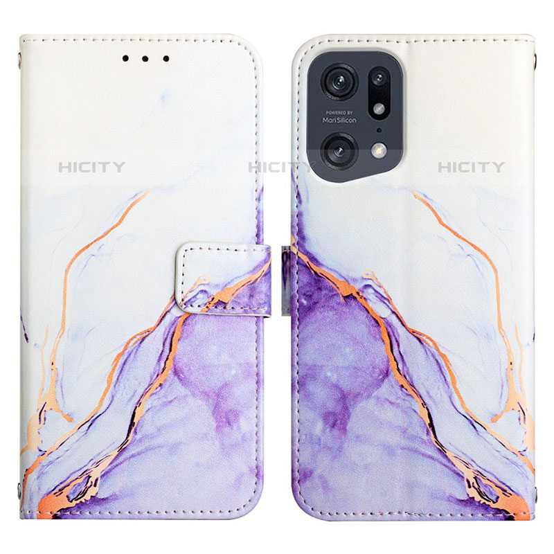 Custodia Portafoglio In Pelle Fantasia Modello Cover con Supporto Y04B per Oppo Find X5 Pro 5G