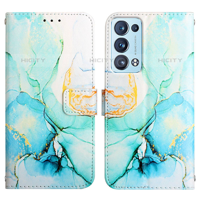 Custodia Portafoglio In Pelle Fantasia Modello Cover con Supporto Y04B per Oppo Reno6 Pro 5G Verde