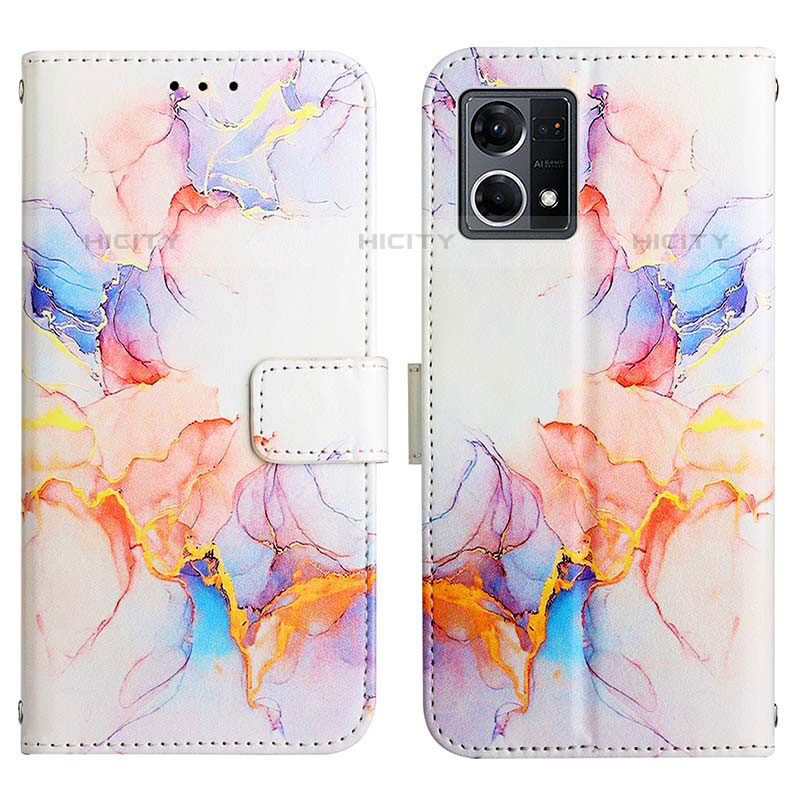 Custodia Portafoglio In Pelle Fantasia Modello Cover con Supporto Y04B per Oppo Reno7 4G Blu