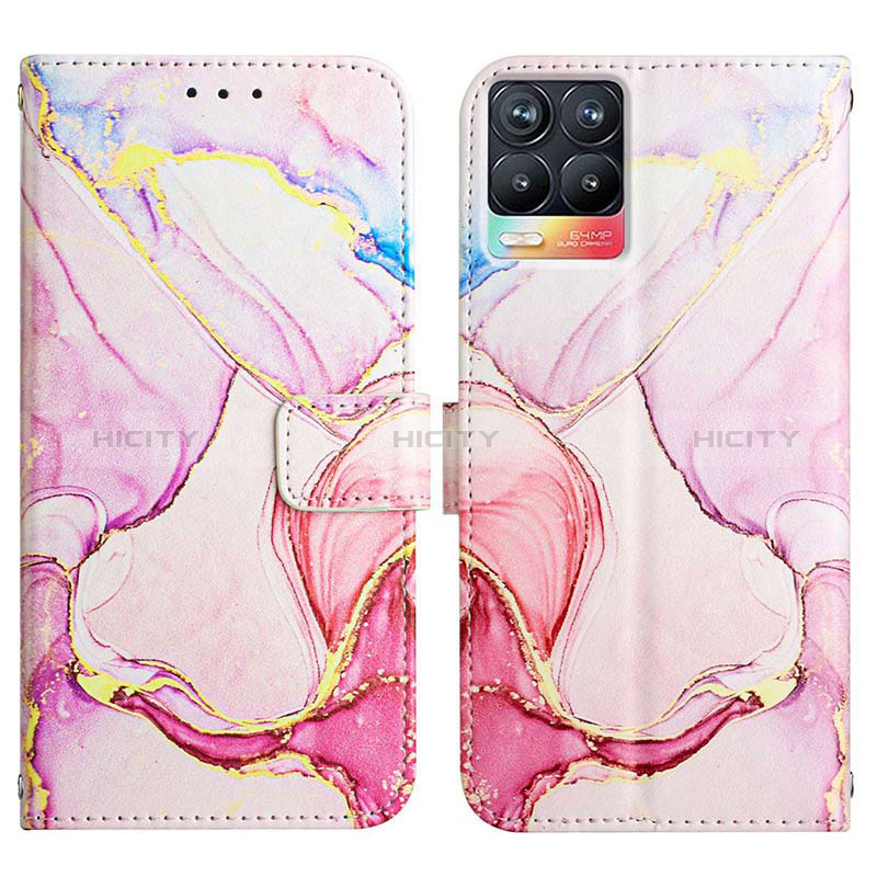 Custodia Portafoglio In Pelle Fantasia Modello Cover con Supporto Y04B per Realme 8 4G Rosa