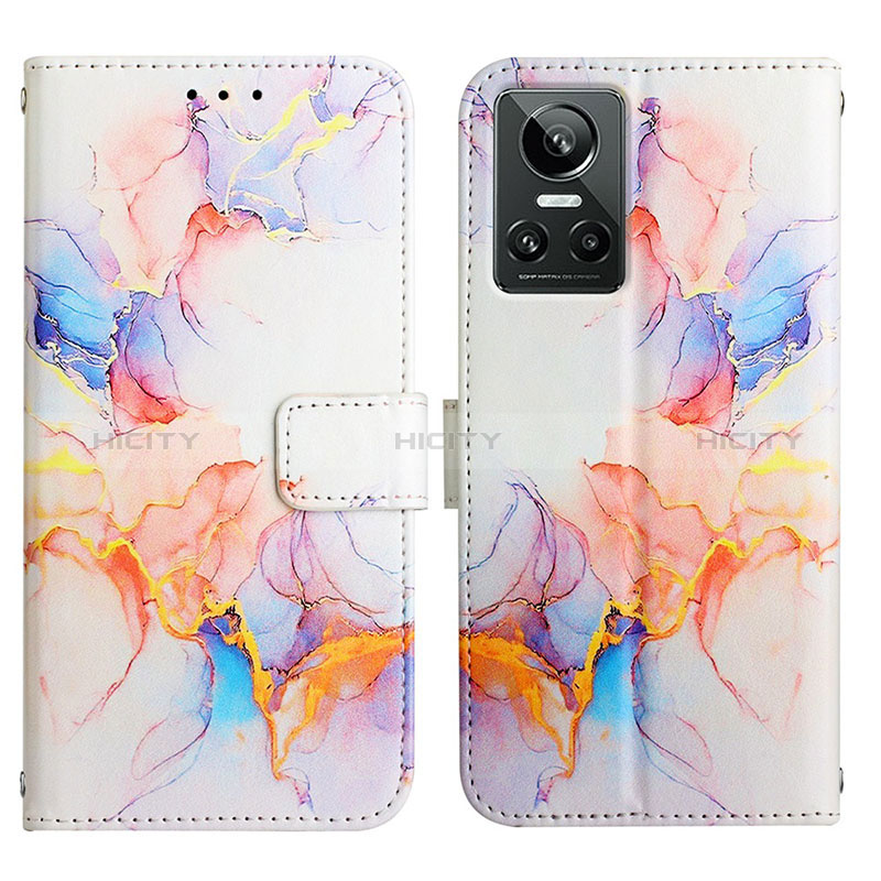 Custodia Portafoglio In Pelle Fantasia Modello Cover con Supporto Y04B per Realme GT Neo3 5G Blu