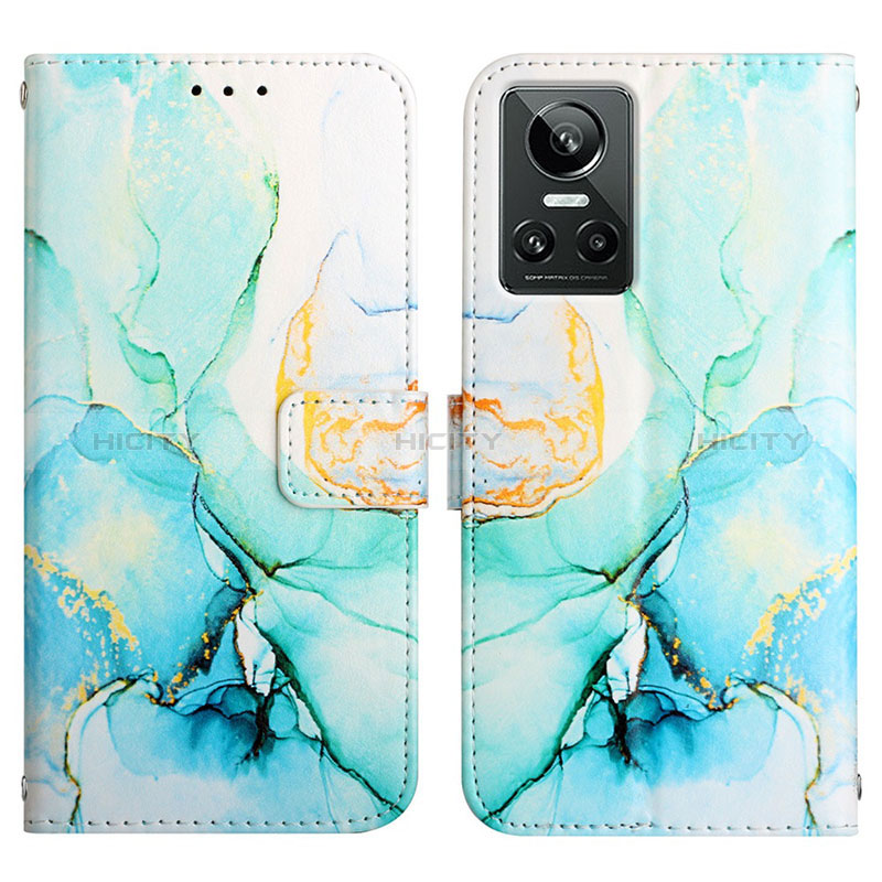 Custodia Portafoglio In Pelle Fantasia Modello Cover con Supporto Y04B per Realme GT Neo3 5G Verde