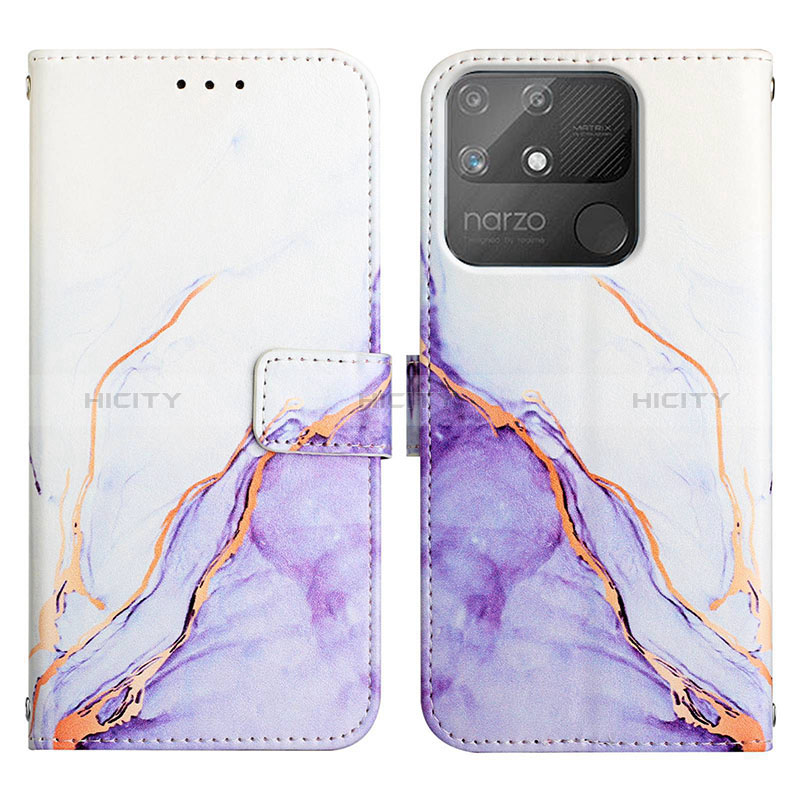 Custodia Portafoglio In Pelle Fantasia Modello Cover con Supporto Y04B per Realme Narzo 50A Viola