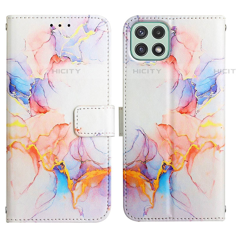 Custodia Portafoglio In Pelle Fantasia Modello Cover con Supporto Y04B per Samsung Galaxy F42 5G Blu