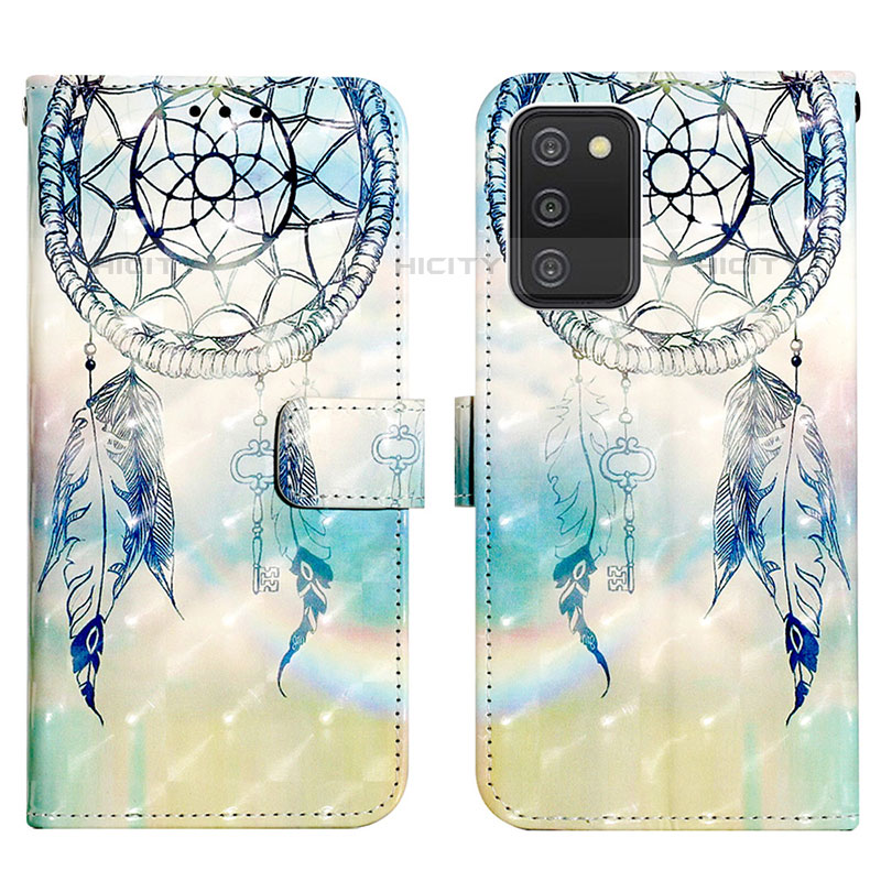 Custodia Portafoglio In Pelle Fantasia Modello Cover con Supporto Y04B per Samsung Galaxy M02s Azzurro