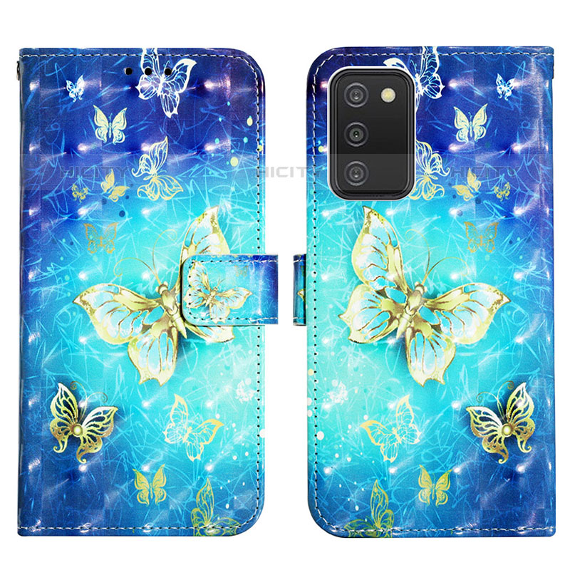 Custodia Portafoglio In Pelle Fantasia Modello Cover con Supporto Y04B per Samsung Galaxy M02s Cielo Blu