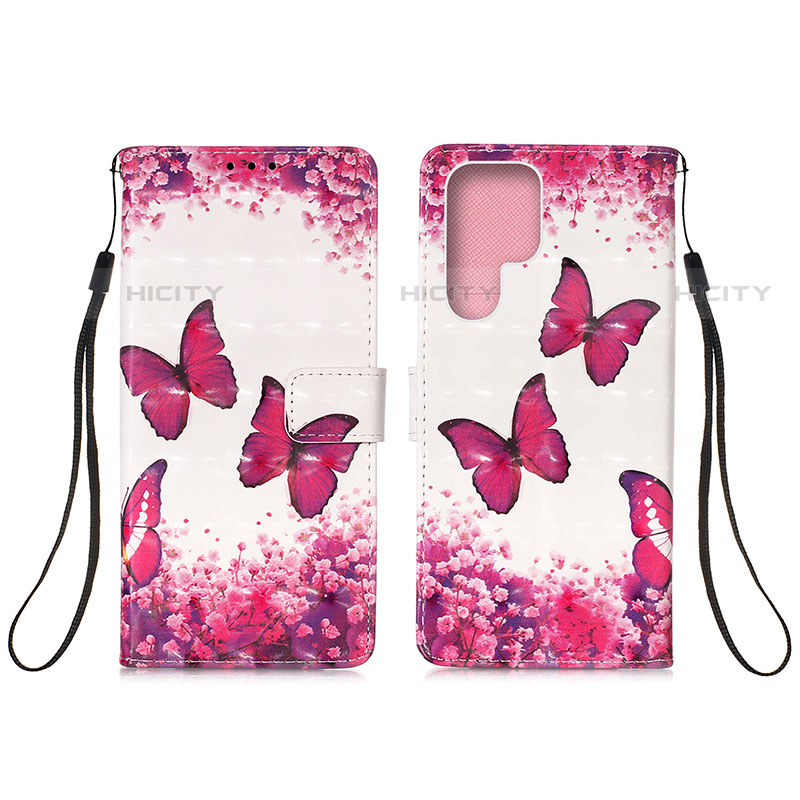 Custodia Portafoglio In Pelle Fantasia Modello Cover con Supporto Y04B per Samsung Galaxy S21 Ultra 5G Rosa Caldo