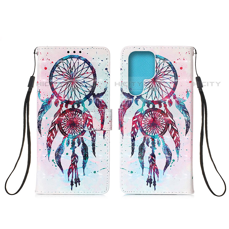 Custodia Portafoglio In Pelle Fantasia Modello Cover con Supporto Y04B per Samsung Galaxy S22 Ultra 5G Multicolore