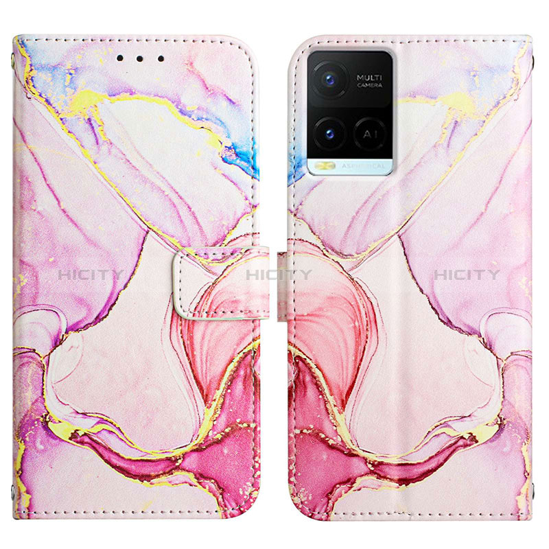 Custodia Portafoglio In Pelle Fantasia Modello Cover con Supporto Y04B per Vivo Y21a Rosa