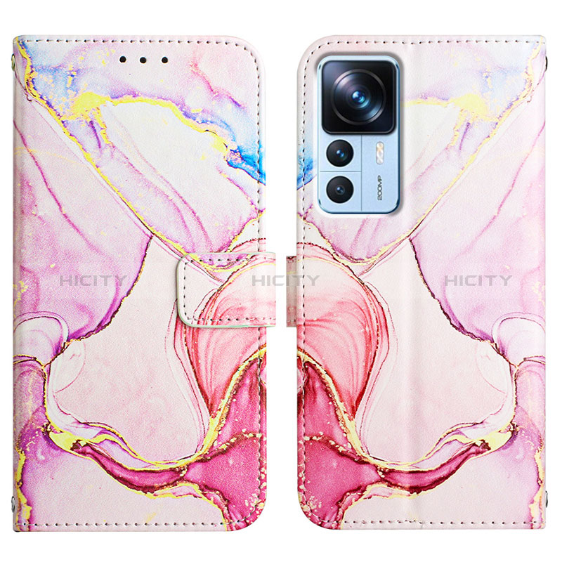 Custodia Portafoglio In Pelle Fantasia Modello Cover con Supporto Y04B per Xiaomi Mi 12T 5G Rosa