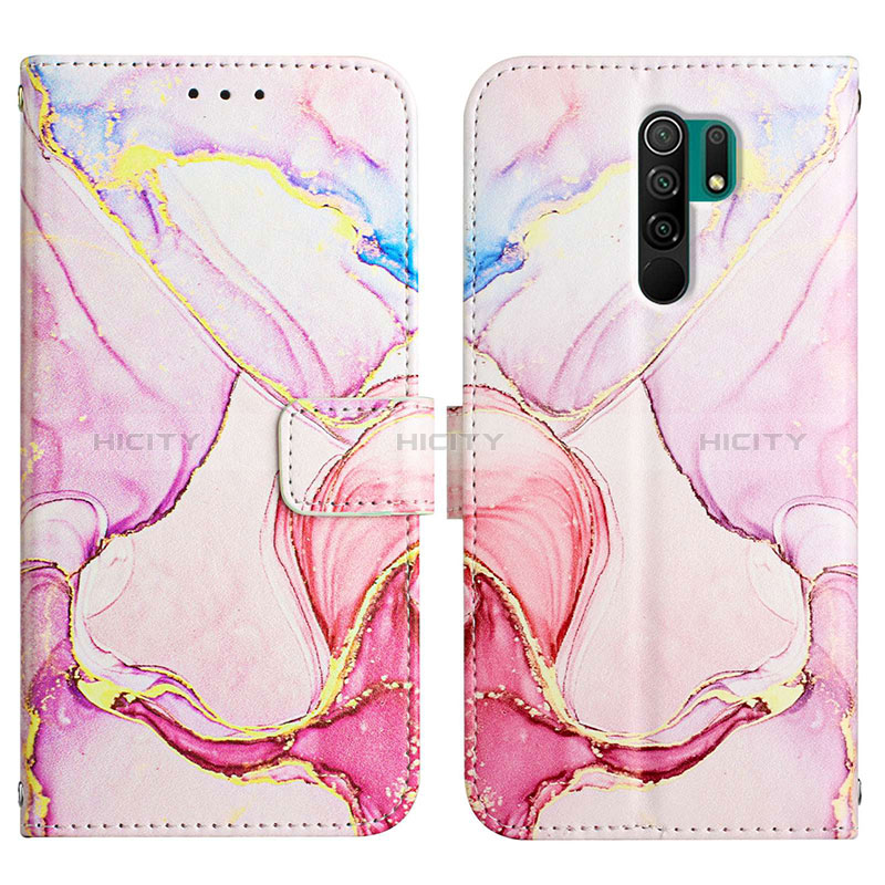 Custodia Portafoglio In Pelle Fantasia Modello Cover con Supporto Y04B per Xiaomi Poco M2 Rosa