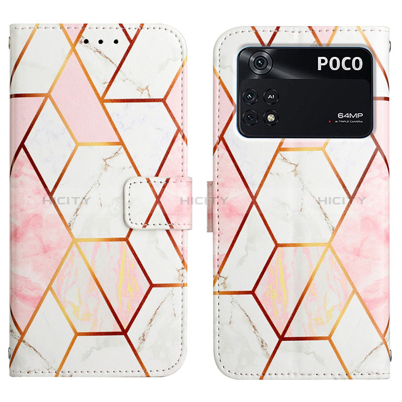 Custodia Portafoglio In Pelle Fantasia Modello Cover con Supporto Y04B per Xiaomi Poco M4 Pro 4G Bianco