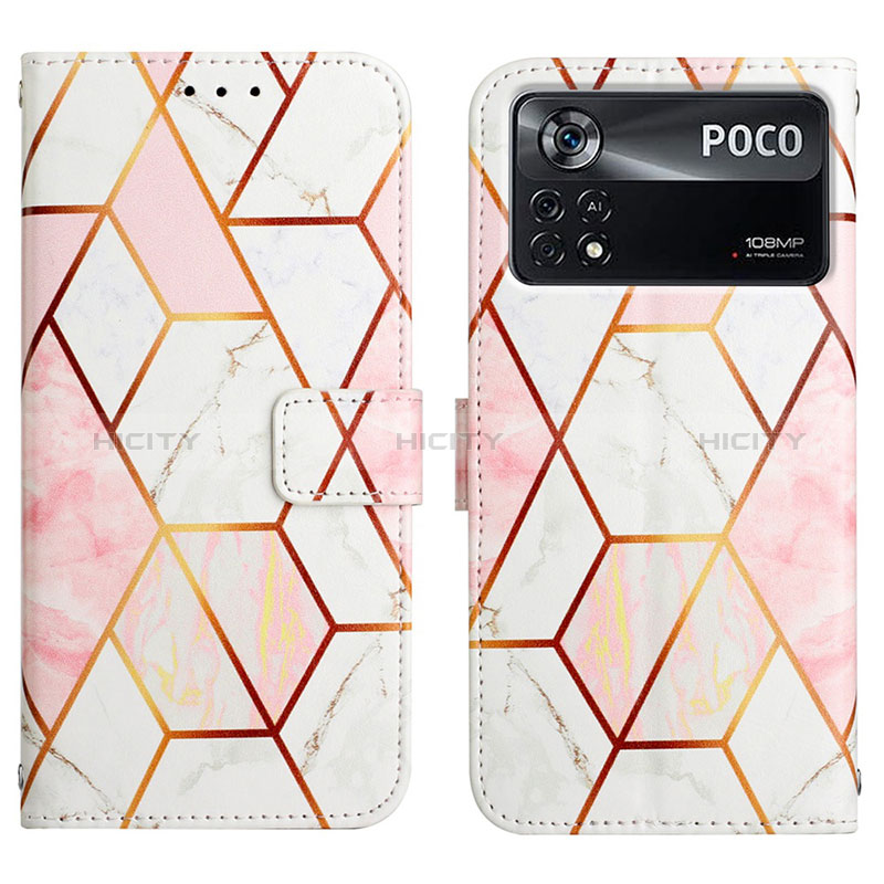 Custodia Portafoglio In Pelle Fantasia Modello Cover con Supporto Y04B per Xiaomi Poco X4 Pro 5G Bianco