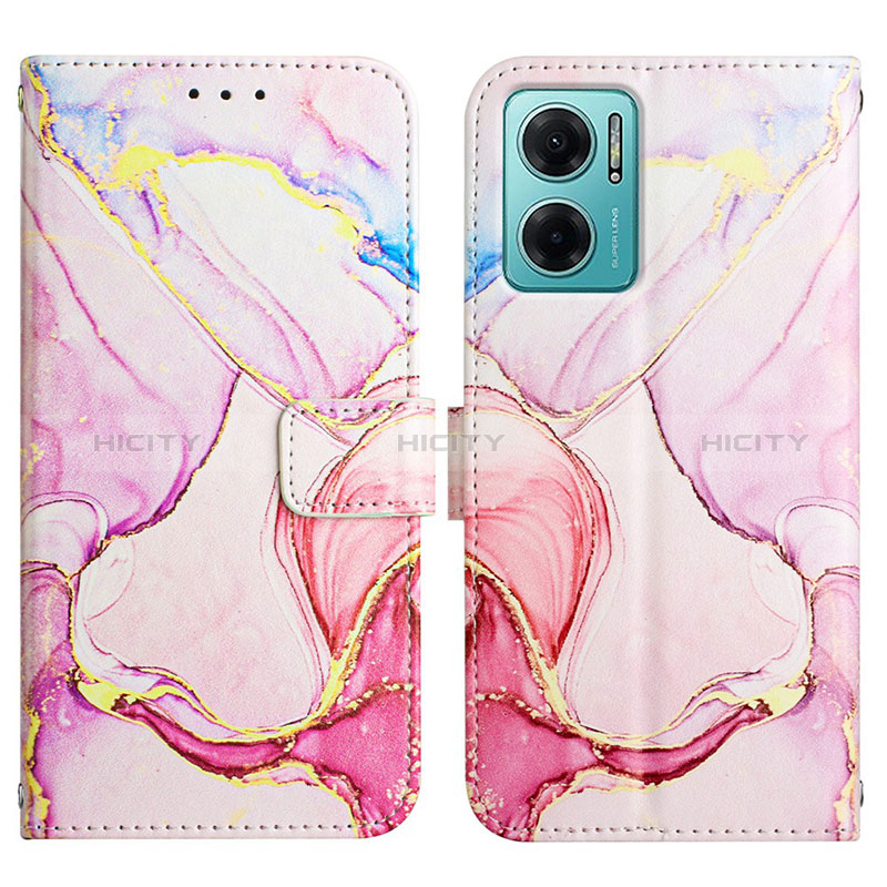 Custodia Portafoglio In Pelle Fantasia Modello Cover con Supporto Y04B per Xiaomi Redmi 10 5G Rosa