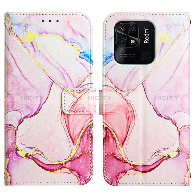 Custodia Portafoglio In Pelle Fantasia Modello Cover con Supporto Y04B per Xiaomi Redmi 10C 4G Rosa