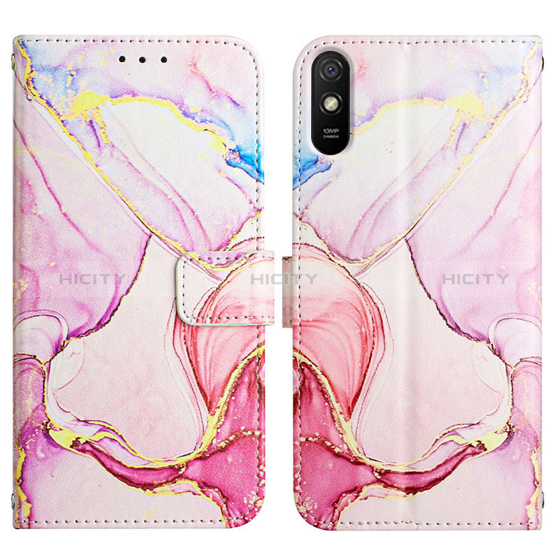 Custodia Portafoglio In Pelle Fantasia Modello Cover con Supporto Y04B per Xiaomi Redmi 9A Rosa