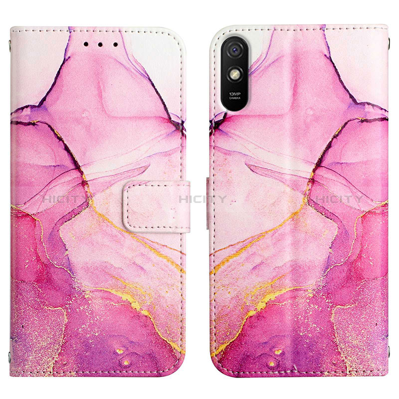 Custodia Portafoglio In Pelle Fantasia Modello Cover con Supporto Y04B per Xiaomi Redmi 9A Rosa Caldo