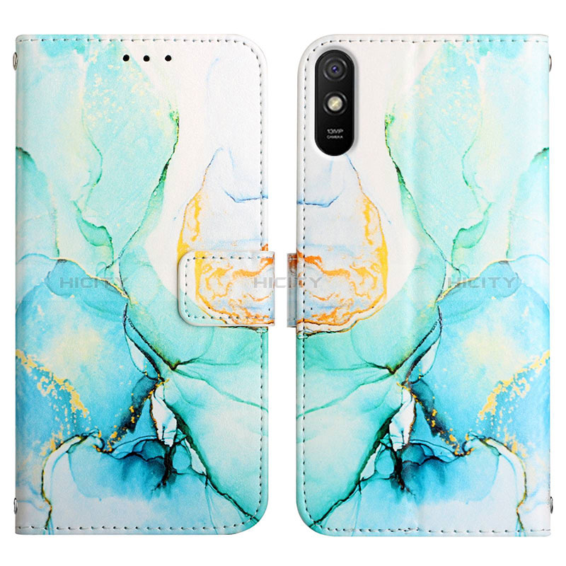 Custodia Portafoglio In Pelle Fantasia Modello Cover con Supporto Y04B per Xiaomi Redmi 9AT Verde