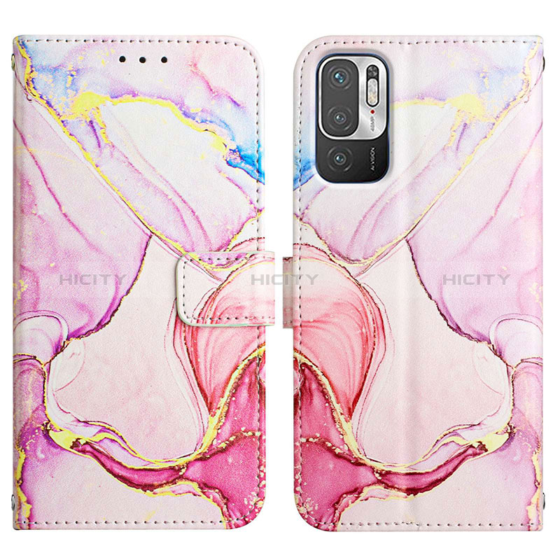 Custodia Portafoglio In Pelle Fantasia Modello Cover con Supporto Y04B per Xiaomi Redmi Note 10 5G Rosa