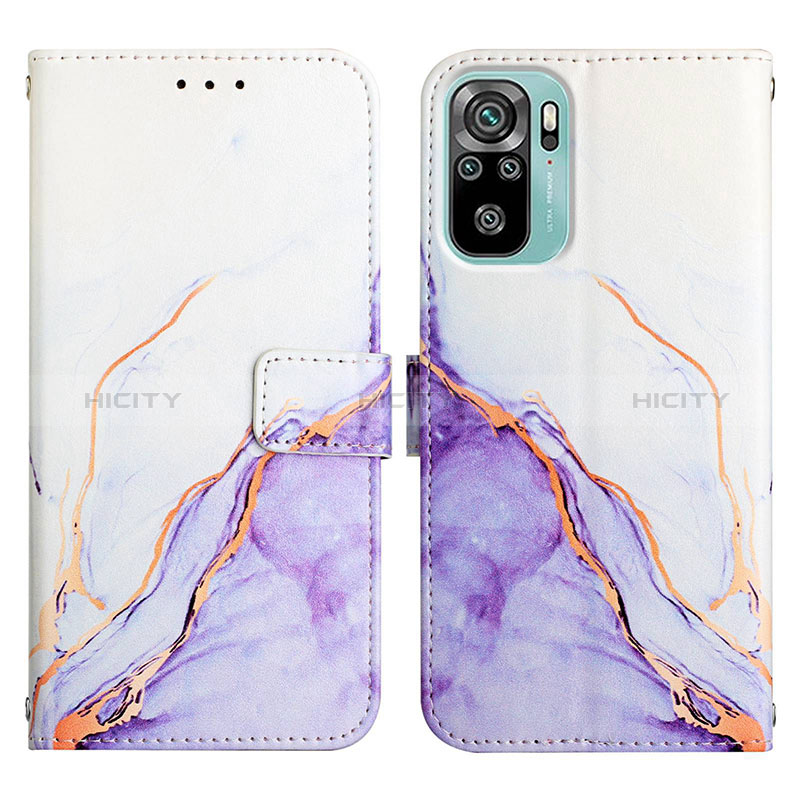 Custodia Portafoglio In Pelle Fantasia Modello Cover con Supporto Y04B per Xiaomi Redmi Note 10 Pro Max Viola