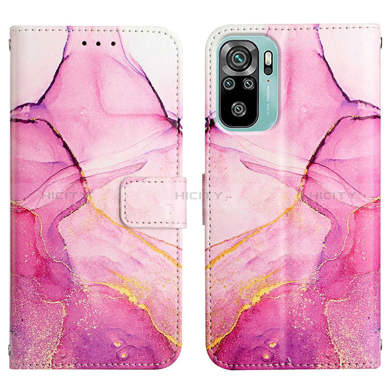 Custodia Portafoglio In Pelle Fantasia Modello Cover con Supporto Y04B per Xiaomi Redmi Note 10S 4G Rosa Caldo