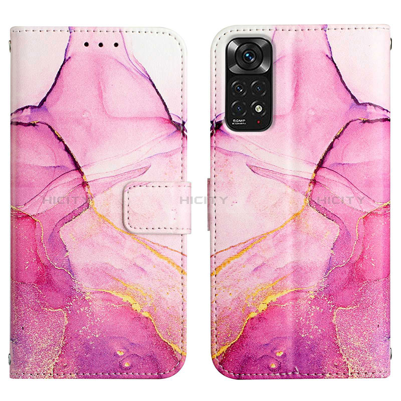 Custodia Portafoglio In Pelle Fantasia Modello Cover con Supporto Y04B per Xiaomi Redmi Note 11S 4G Rosa Caldo