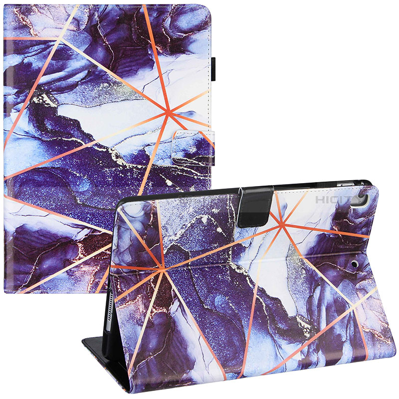 Custodia Portafoglio In Pelle Fantasia Modello Cover con Supporto Y05B per Apple iPad Air 2 Viola