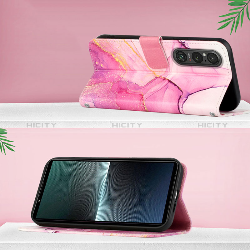 Custodia Portafoglio In Pelle Fantasia Modello Cover con Supporto YB1 per Sony Xperia 1 V