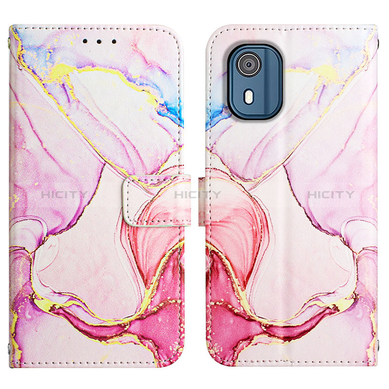 Custodia Portafoglio In Pelle Fantasia Modello Cover con Supporto YB4 per Nokia C02 Rosa