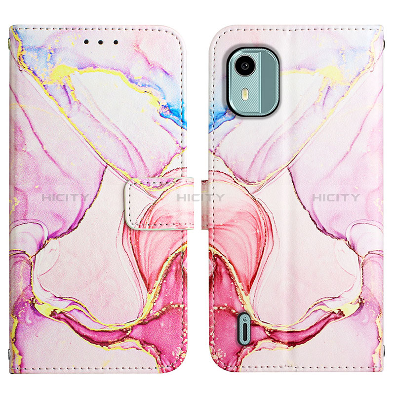 Custodia Portafoglio In Pelle Fantasia Modello Cover con Supporto YB4 per Nokia C12 Pro Rosa