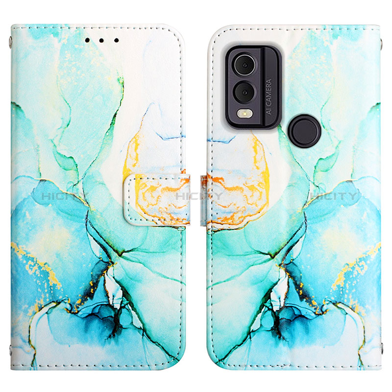 Custodia Portafoglio In Pelle Fantasia Modello Cover con Supporto YB4 per Nokia C22 Verde