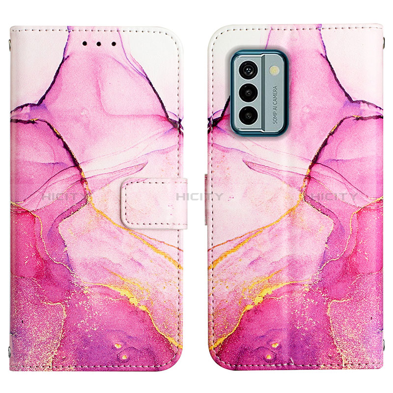 Custodia Portafoglio In Pelle Fantasia Modello Cover con Supporto YB4 per Nokia G22 Rosa Caldo