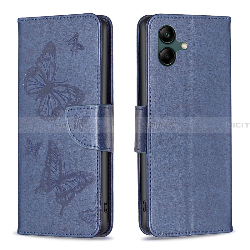 Custodia Portafoglio In Pelle Farfalla Cover con Supporto B01F per Samsung Galaxy A04 4G Blu