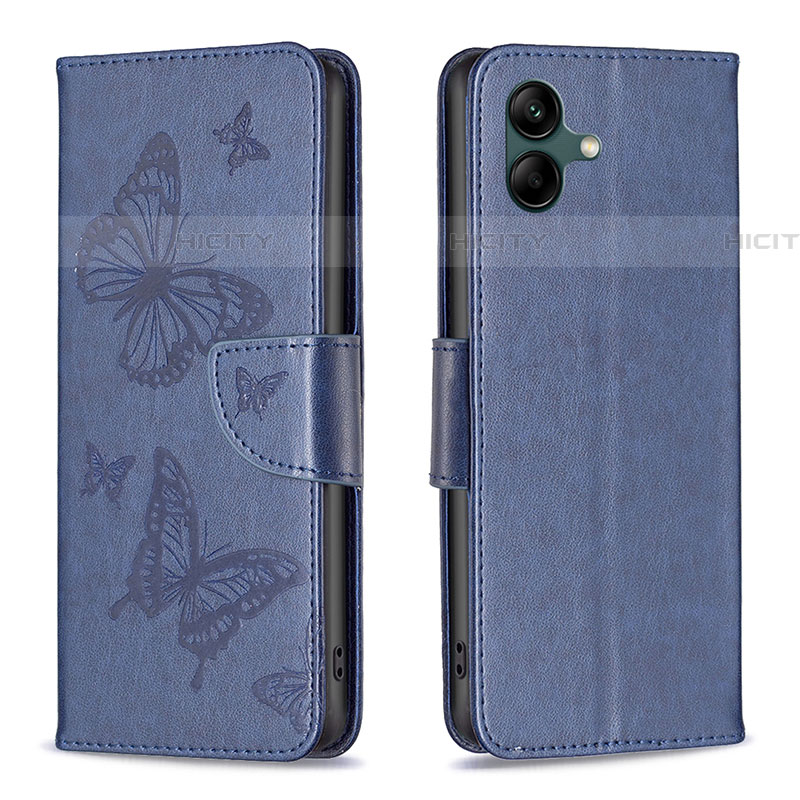 Custodia Portafoglio In Pelle Farfalla Cover con Supporto B01F per Samsung Galaxy A04E Blu