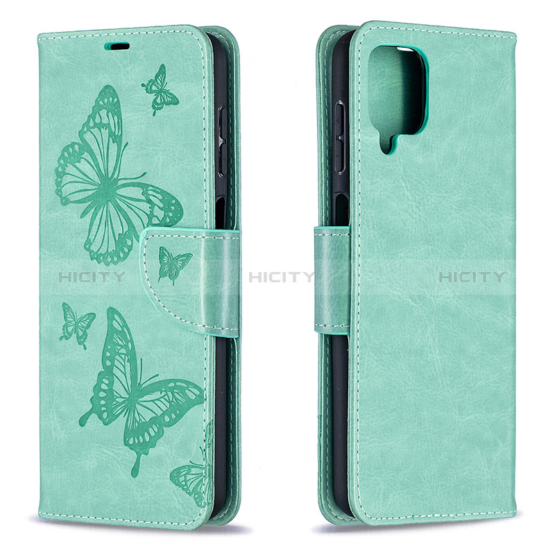 Custodia Portafoglio In Pelle Farfalla Cover con Supporto B01F per Samsung Galaxy A12