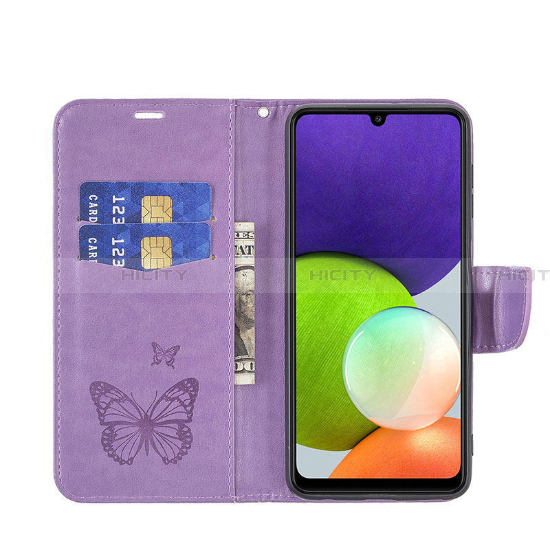 Custodia Portafoglio In Pelle Farfalla Cover con Supporto B01F per Samsung Galaxy A22 4G