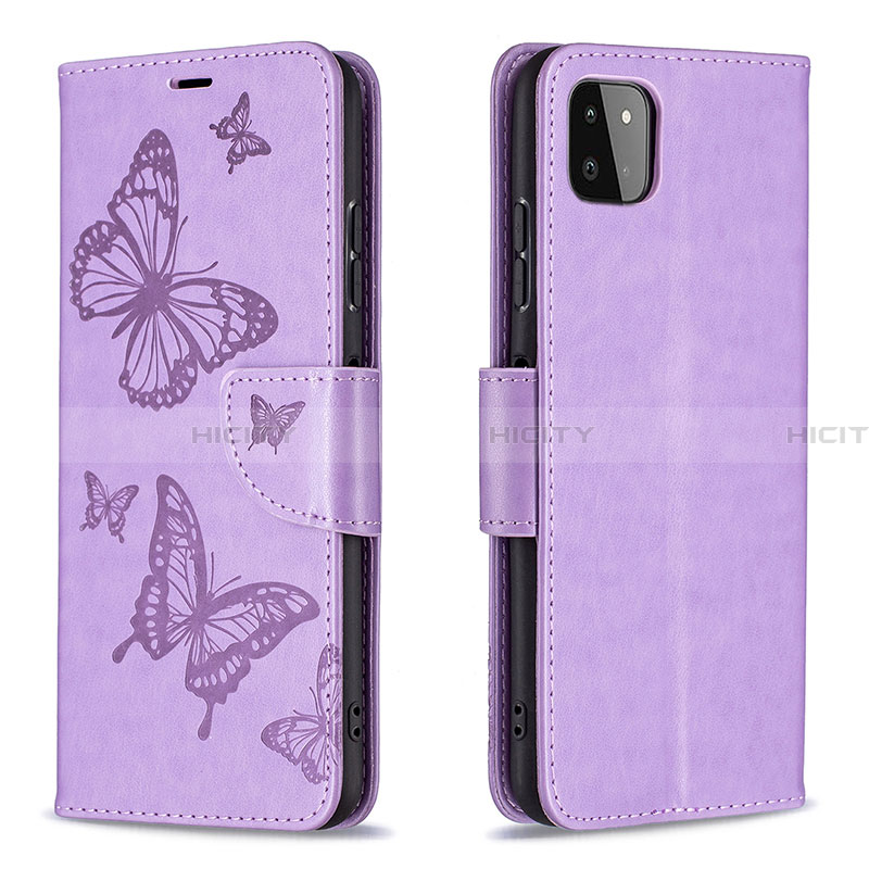 Custodia Portafoglio In Pelle Farfalla Cover con Supporto B01F per Samsung Galaxy A22 5G Lavanda