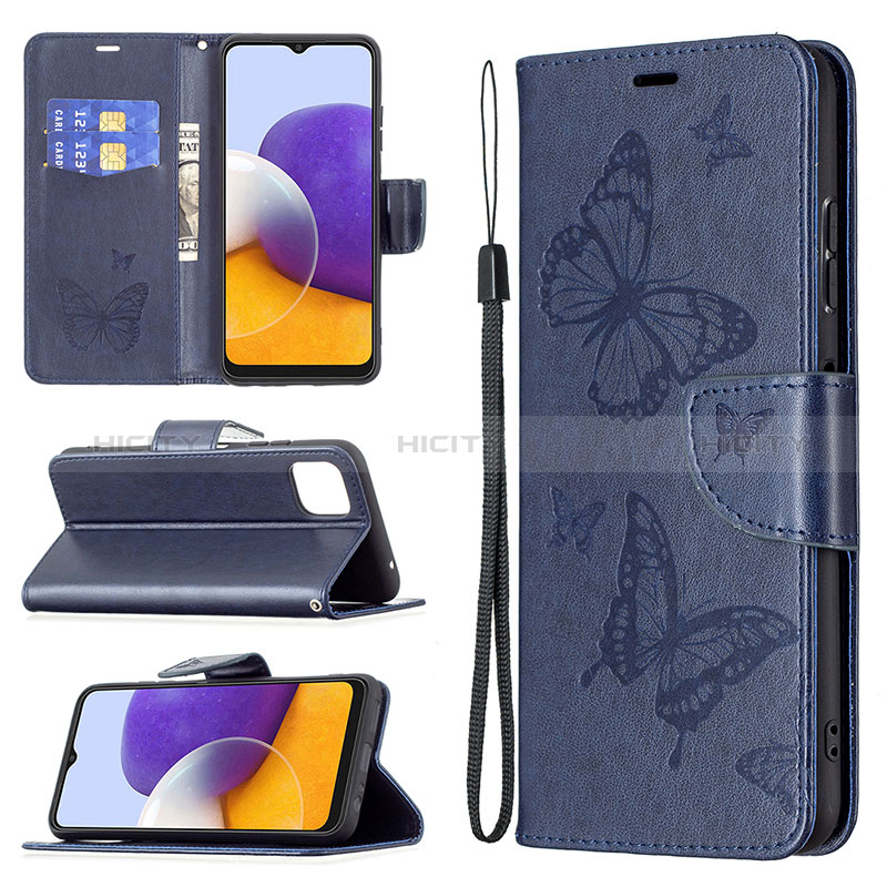 Custodia Portafoglio In Pelle Farfalla Cover con Supporto B01F per Samsung Galaxy A22s 5G