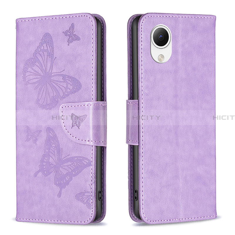 Custodia Portafoglio In Pelle Farfalla Cover con Supporto B01F per Samsung Galaxy A23 5G SC-56C Lavanda