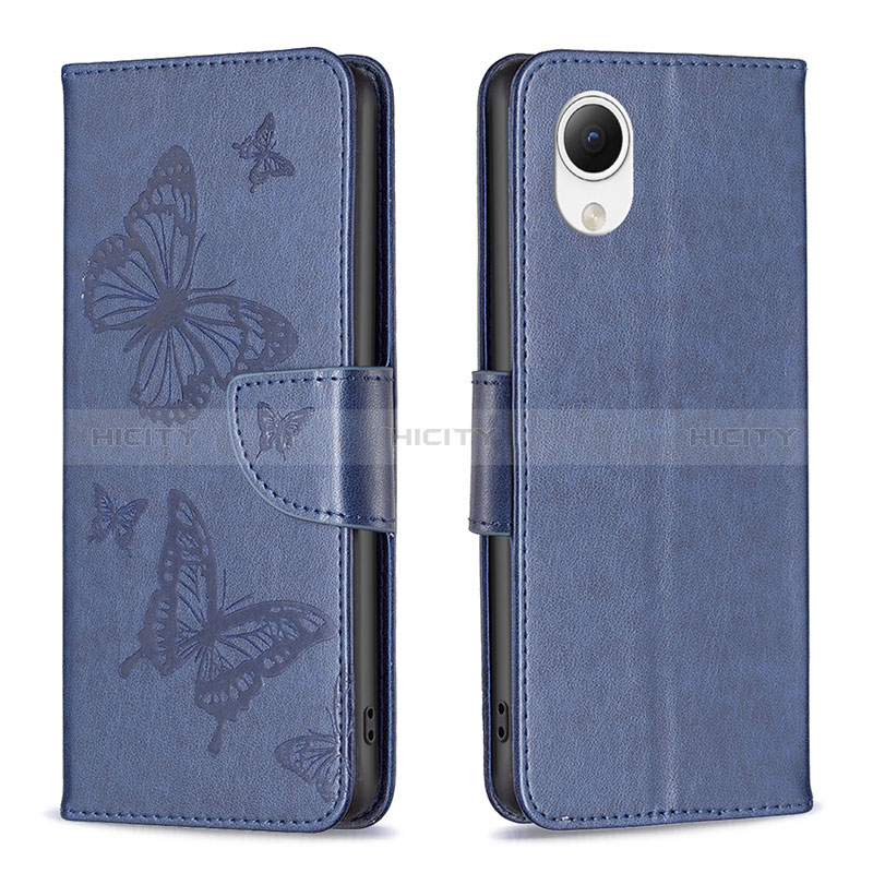 Custodia Portafoglio In Pelle Farfalla Cover con Supporto B01F per Samsung Galaxy A23e 5G Blu