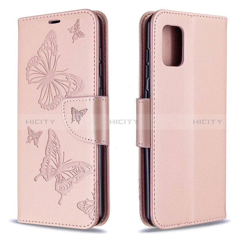 Custodia Portafoglio In Pelle Farfalla Cover con Supporto B01F per Samsung Galaxy A31 Oro Rosa