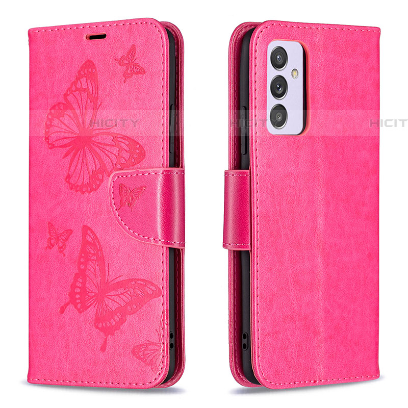 Custodia Portafoglio In Pelle Farfalla Cover con Supporto B01F per Samsung Galaxy A34 5G Rosa Caldo