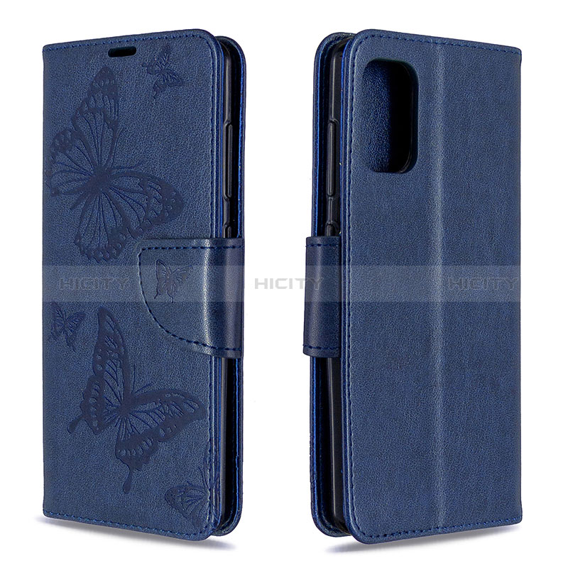 Custodia Portafoglio In Pelle Farfalla Cover con Supporto B01F per Samsung Galaxy A41 Blu