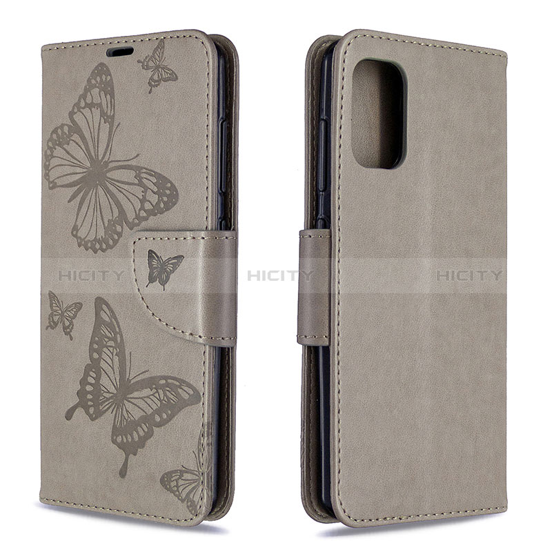 Custodia Portafoglio In Pelle Farfalla Cover con Supporto B01F per Samsung Galaxy A41 Grigio