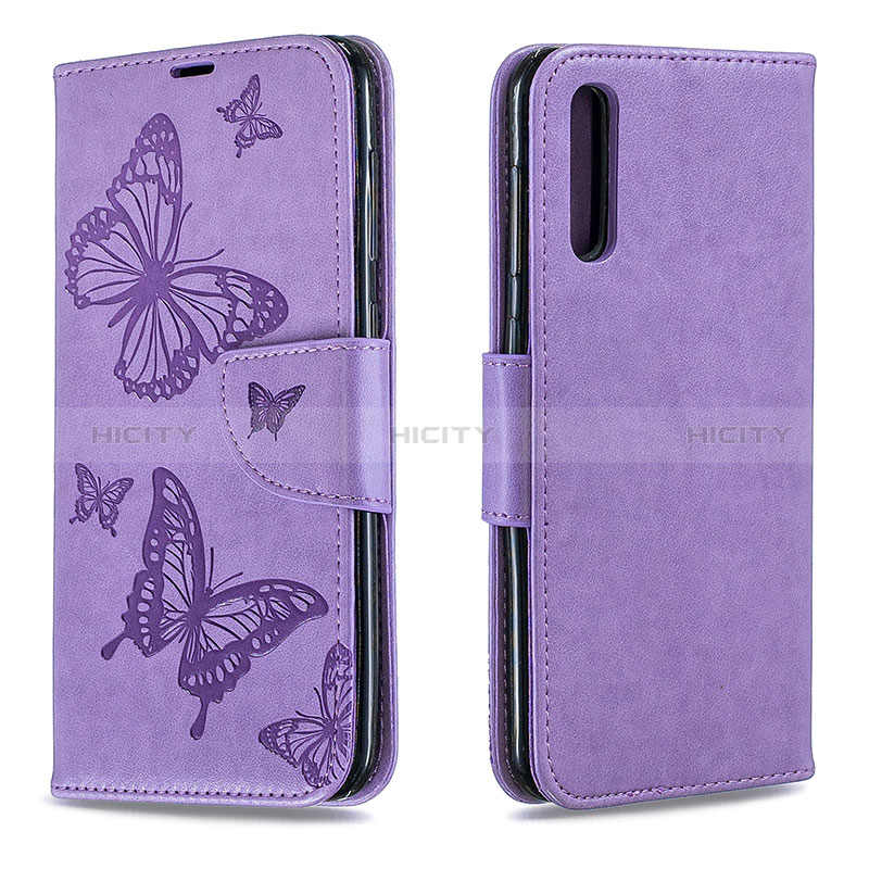 Custodia Portafoglio In Pelle Farfalla Cover con Supporto B01F per Samsung Galaxy A50S Lavanda