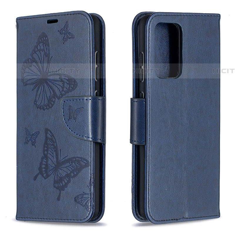 Custodia Portafoglio In Pelle Farfalla Cover con Supporto B01F per Samsung Galaxy A52 4G Blu