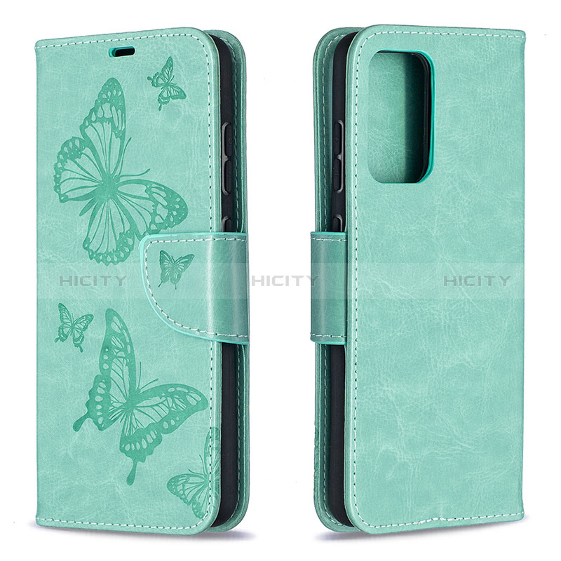 Custodia Portafoglio In Pelle Farfalla Cover con Supporto B01F per Samsung Galaxy A52s 5G Verde