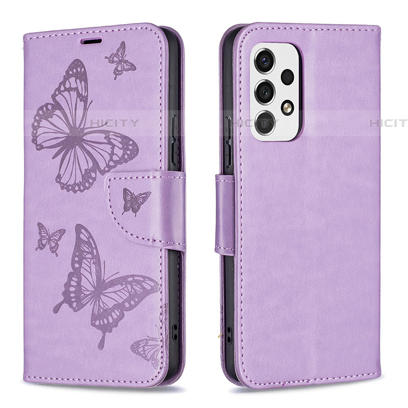 Custodia Portafoglio In Pelle Farfalla Cover con Supporto B01F per Samsung Galaxy A53 5G Lavanda