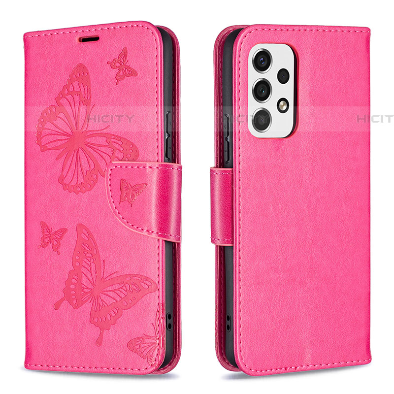 Custodia Portafoglio In Pelle Farfalla Cover con Supporto B01F per Samsung Galaxy A53 5G Rosa Caldo